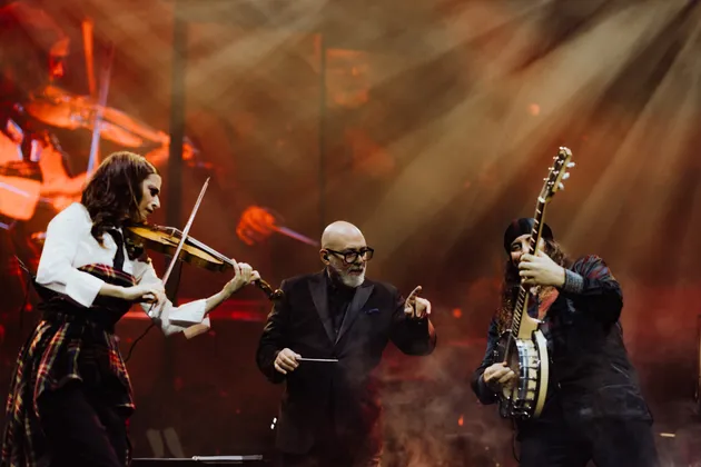 Wide shot of the concert production